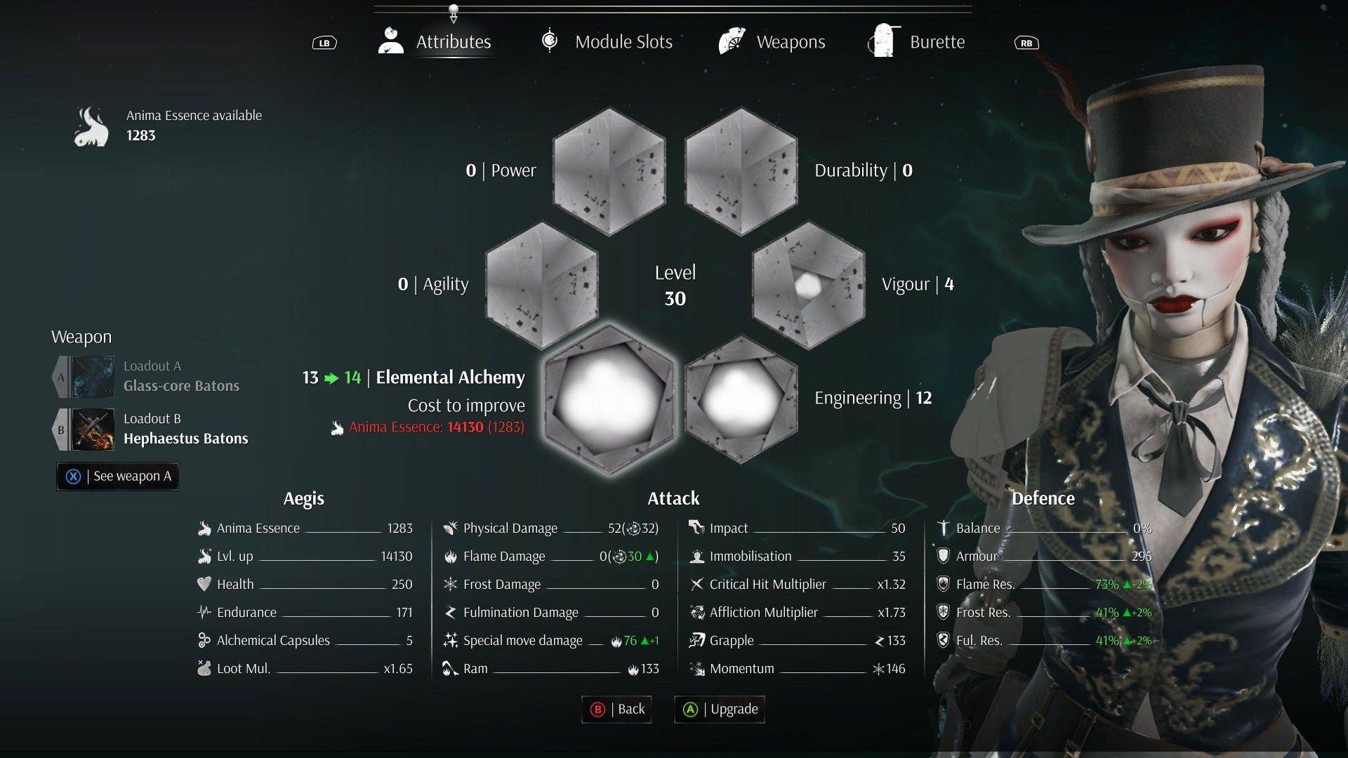 Steelrising Alchemist - Elemental Alchemy and Engineering Primary Attributes