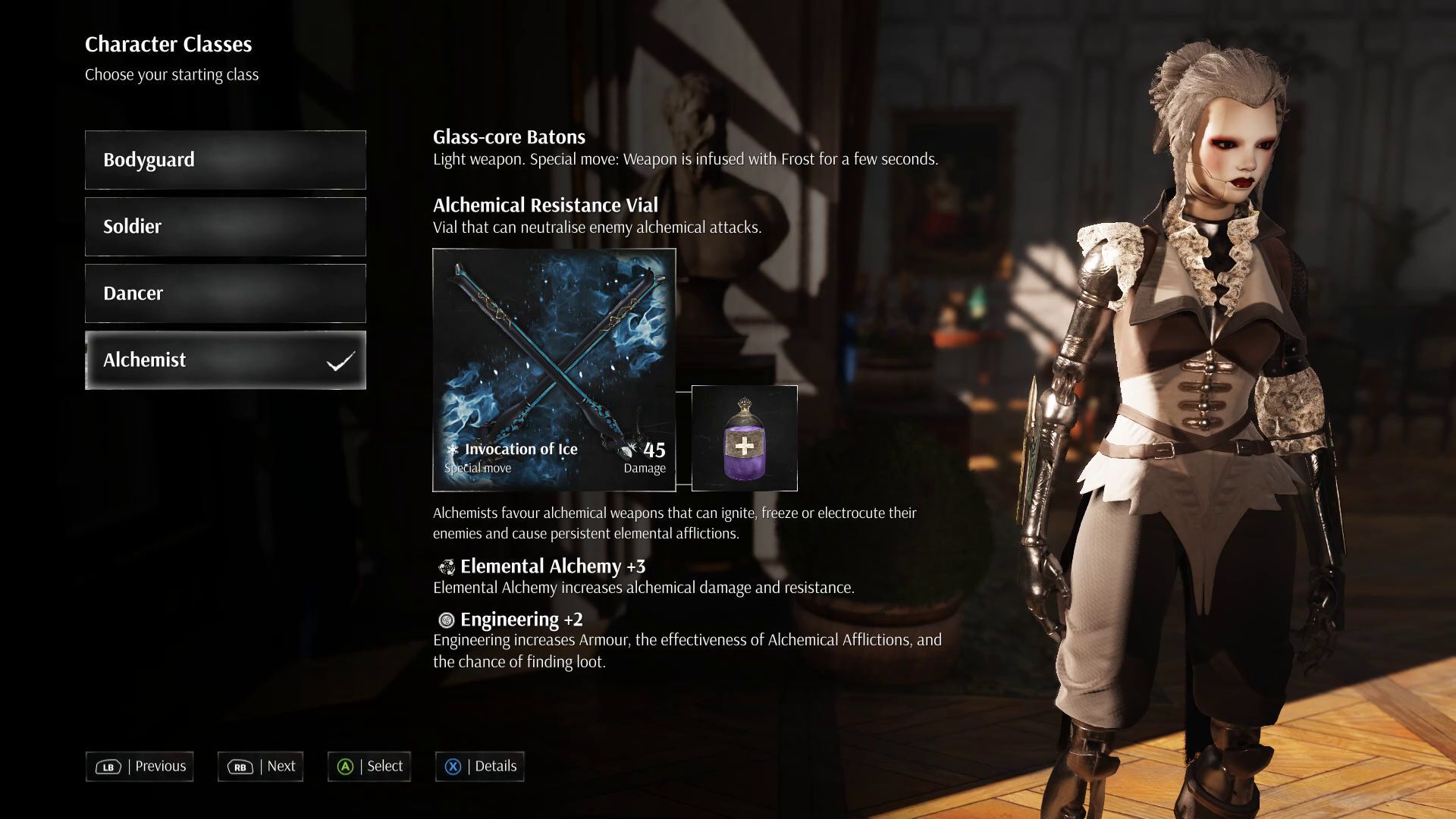 Steelrising Class Guide - Alchemist Class Starter Attributes