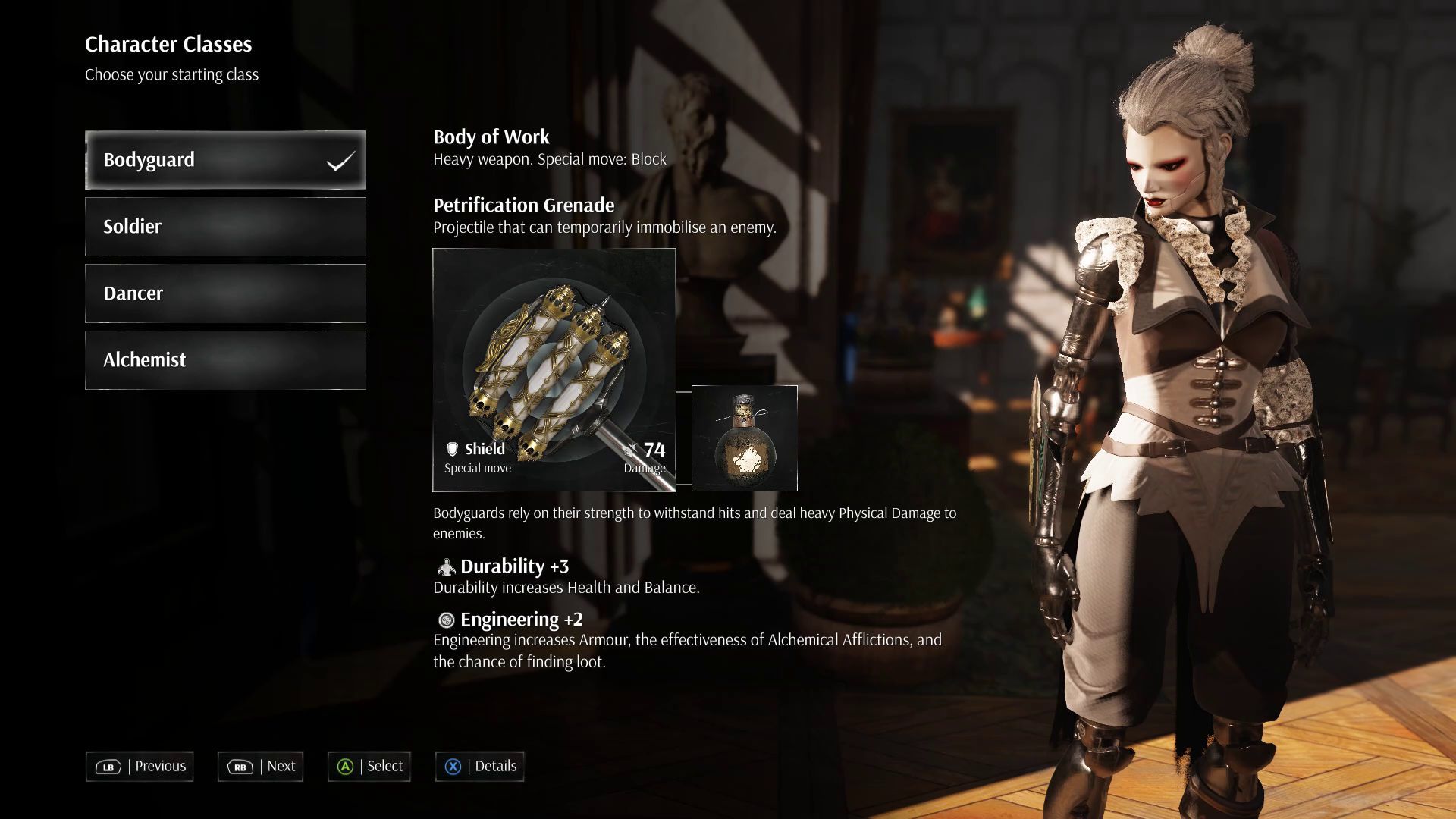 Steelrising Class Guide - Bodyguard Class Starter Attributes