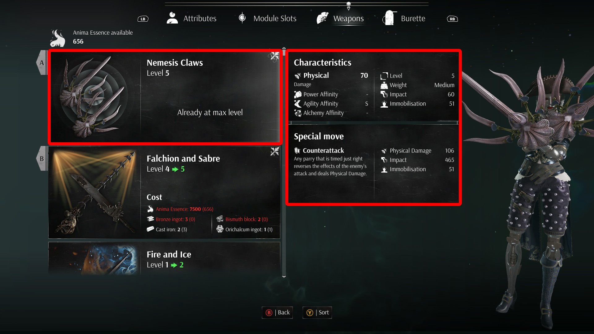 Steelrising Dancer Class Guide - Nemesis Claws Stats