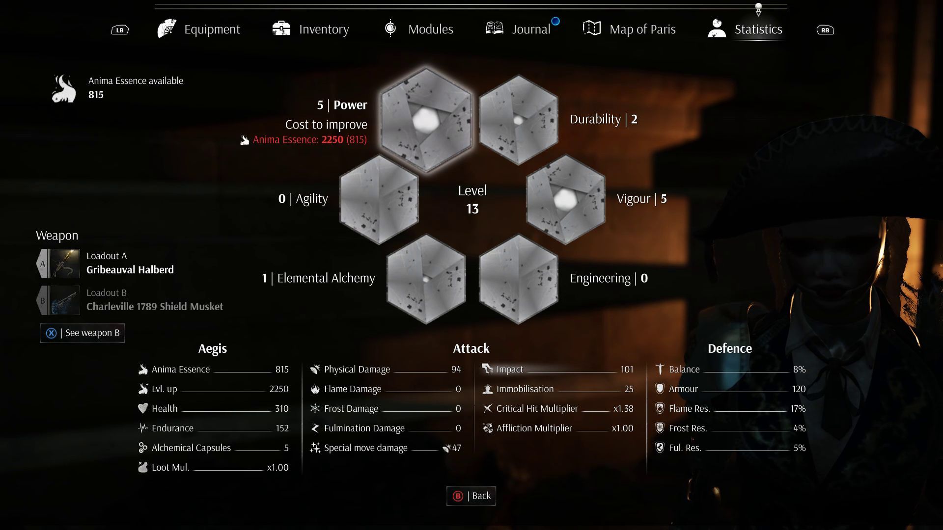 Steelrising - Power Attribute for Physical and Impact Damage