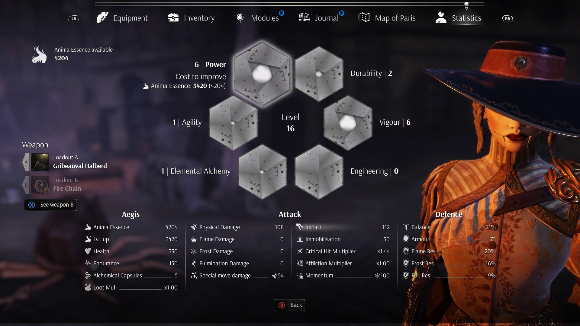 Steelrising Review - Soldier Class Attributes