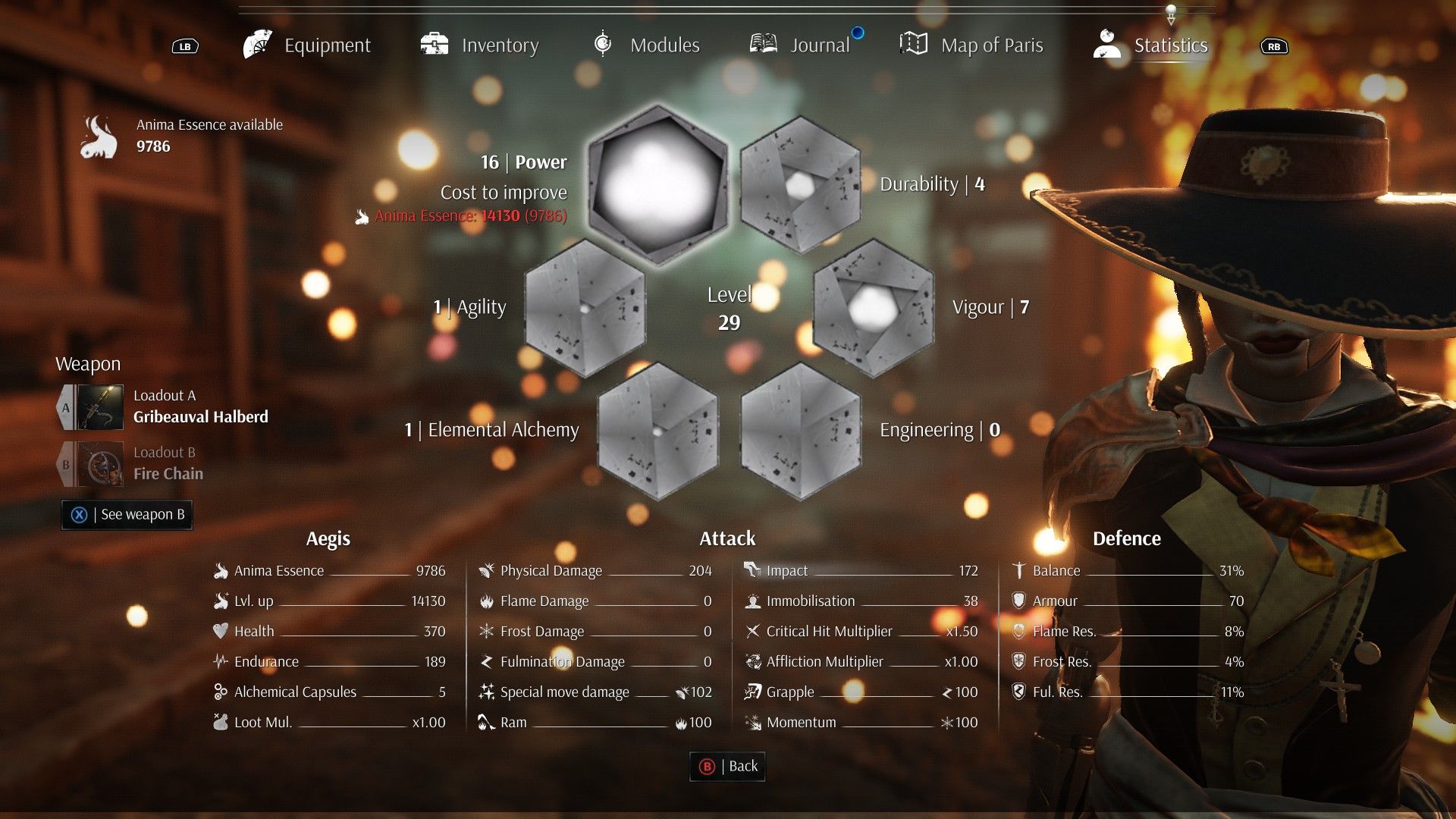 Steelrising Soldier - Power and Vigour Primary Attributes