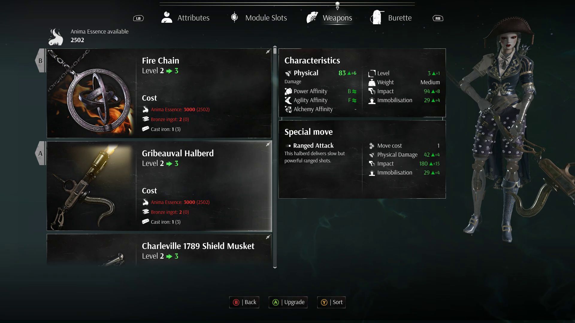 Steelrising - Weapons in the Inventory