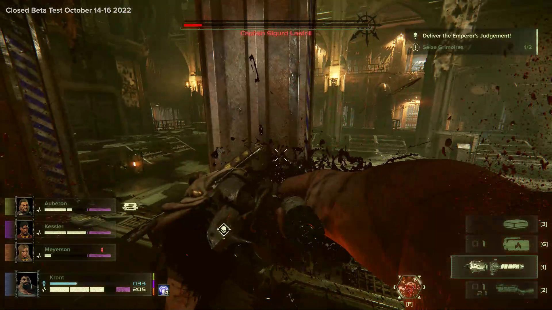 Warkhammer 40K Darktide Closed Beta Killing a Boss