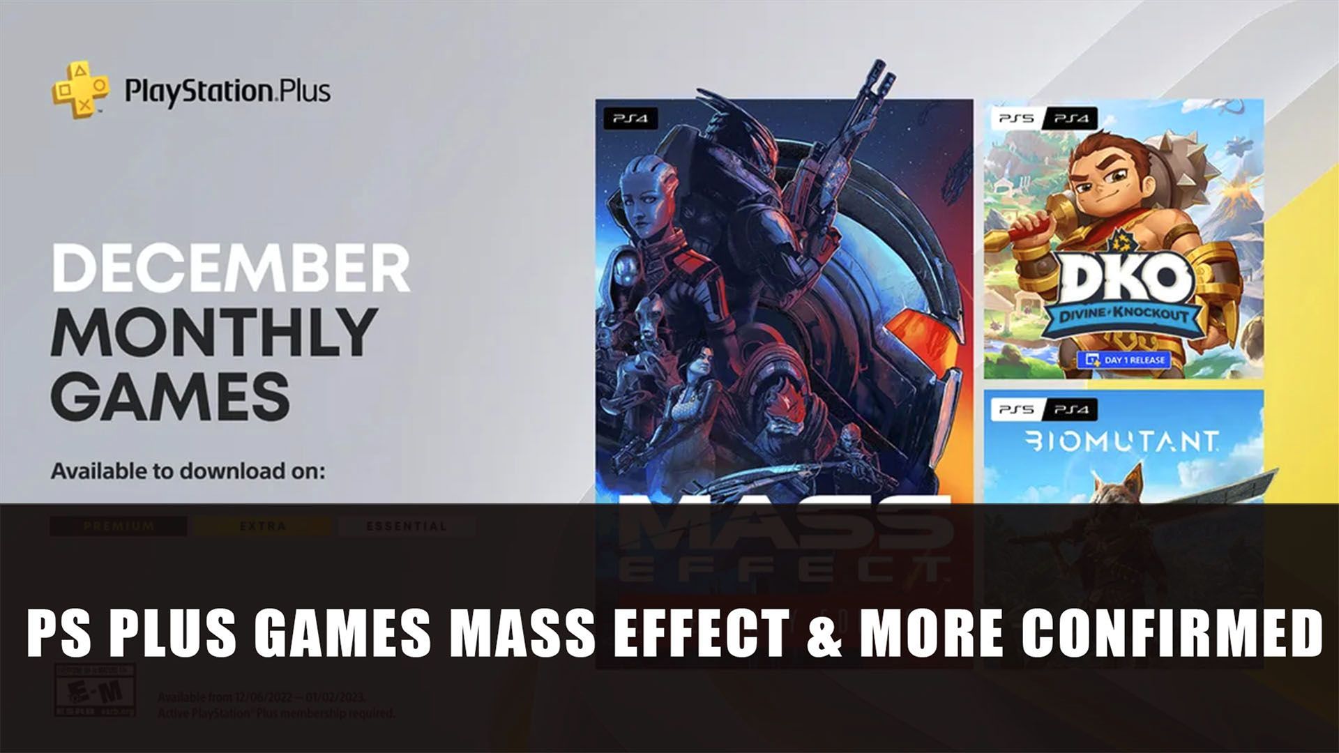 PS Plus Games Mass Effect &amp; More Confirmed