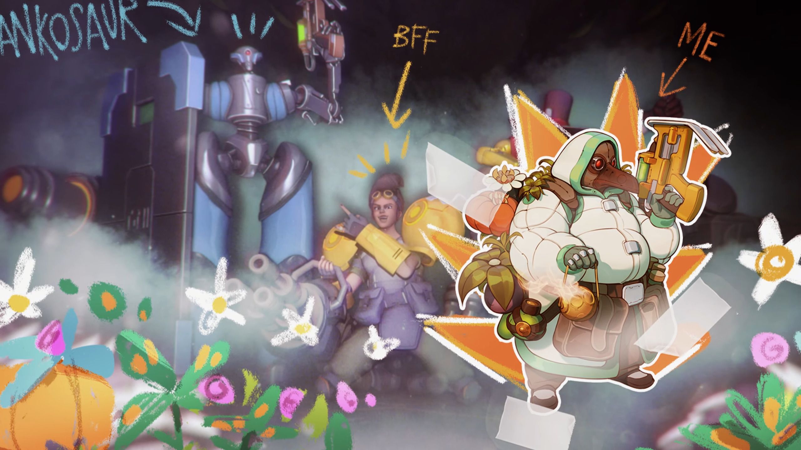 Pictured are Shroom, Bunker, and Zed