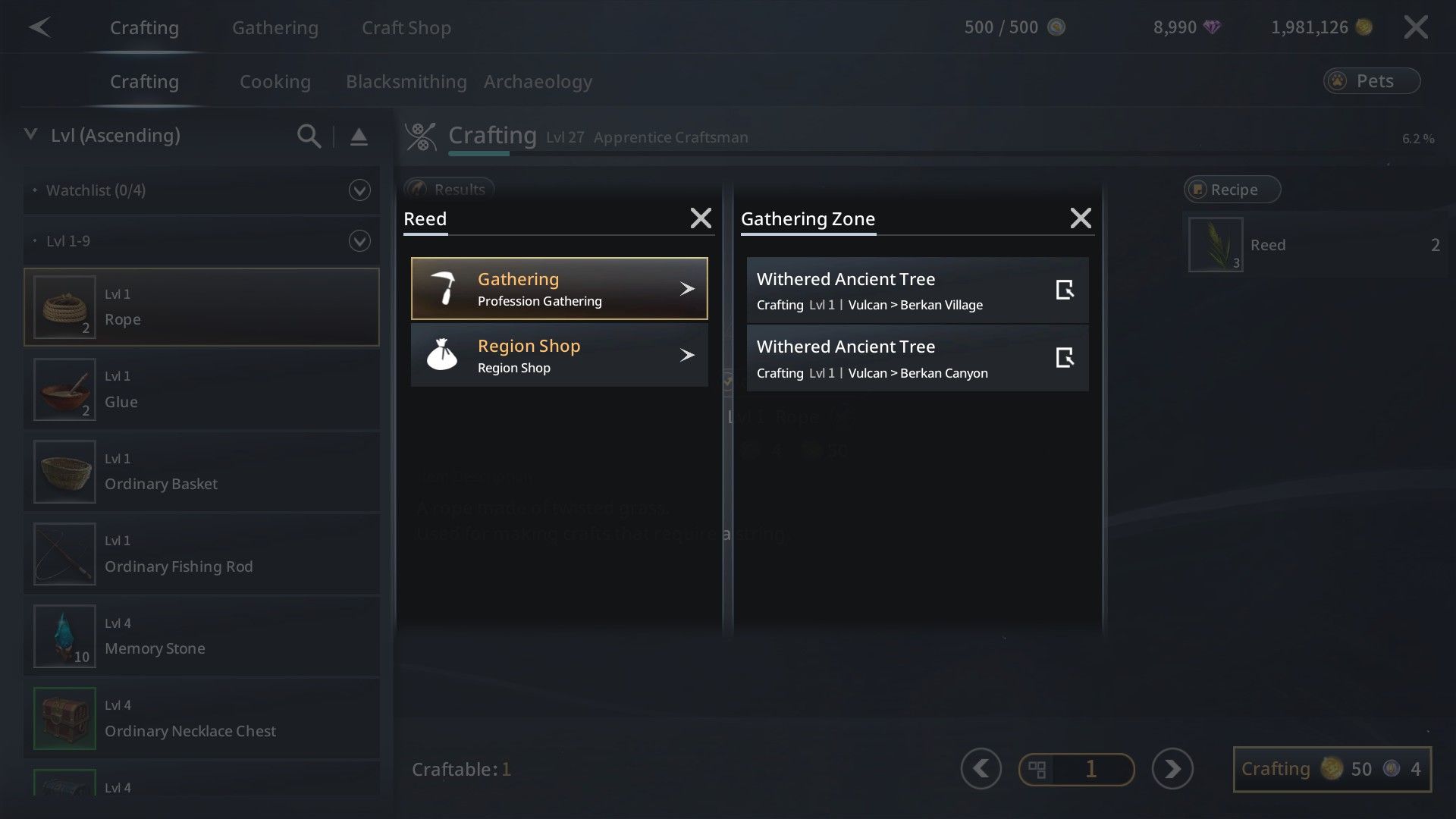 Profession - Ingredients Location
