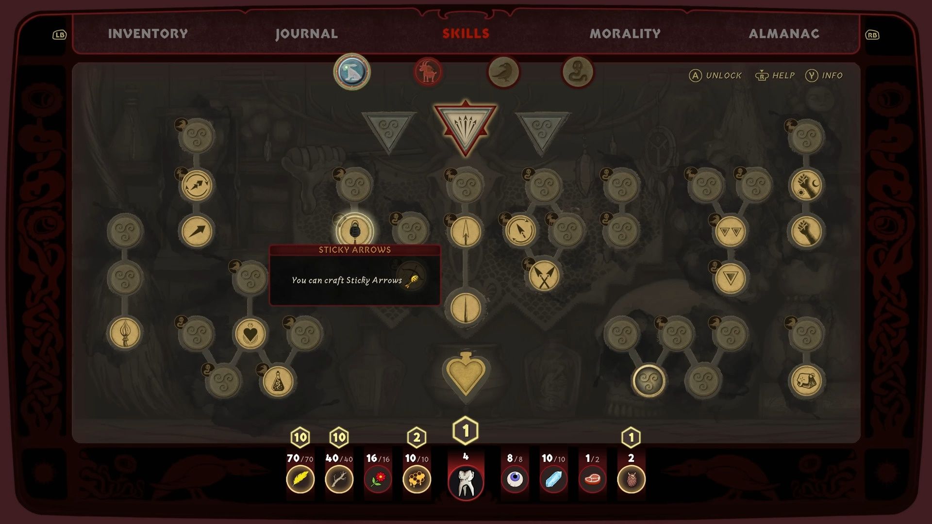 The Blacktail Skill Tree. Craft Some Sticky Arrows!