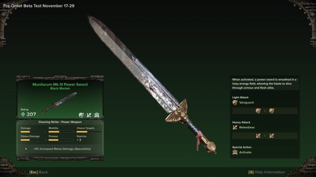Warhammer 40K Darktide Beginner Guide - Power Sword