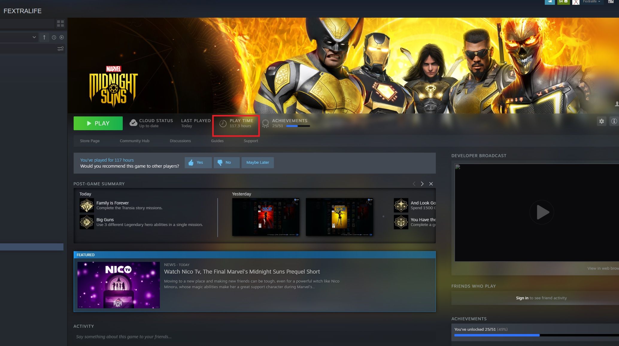 Midnight Suns Review - Total Time Played