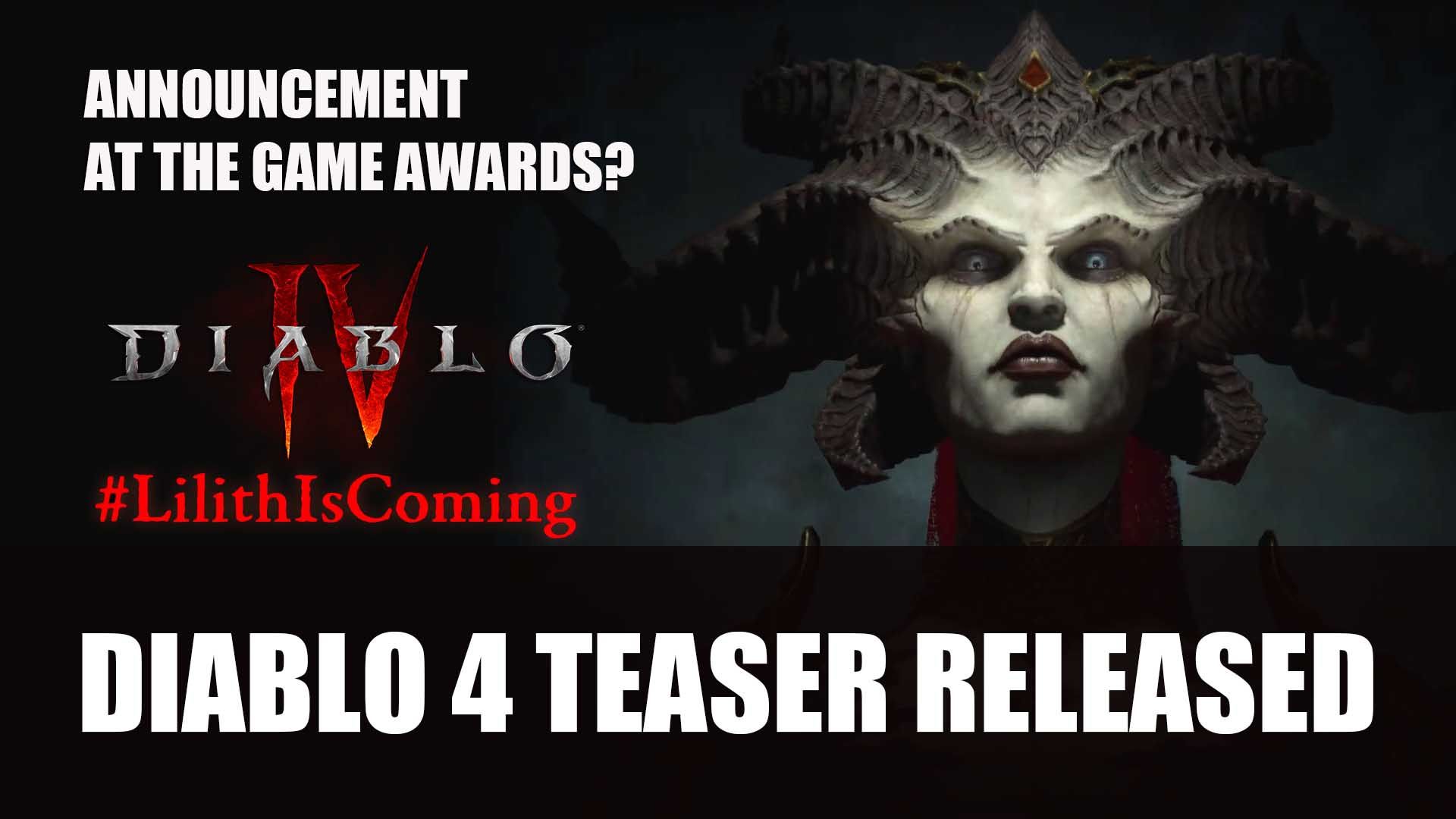 Diablo 4 Teaser Released Could Mean An Announcement At TGA