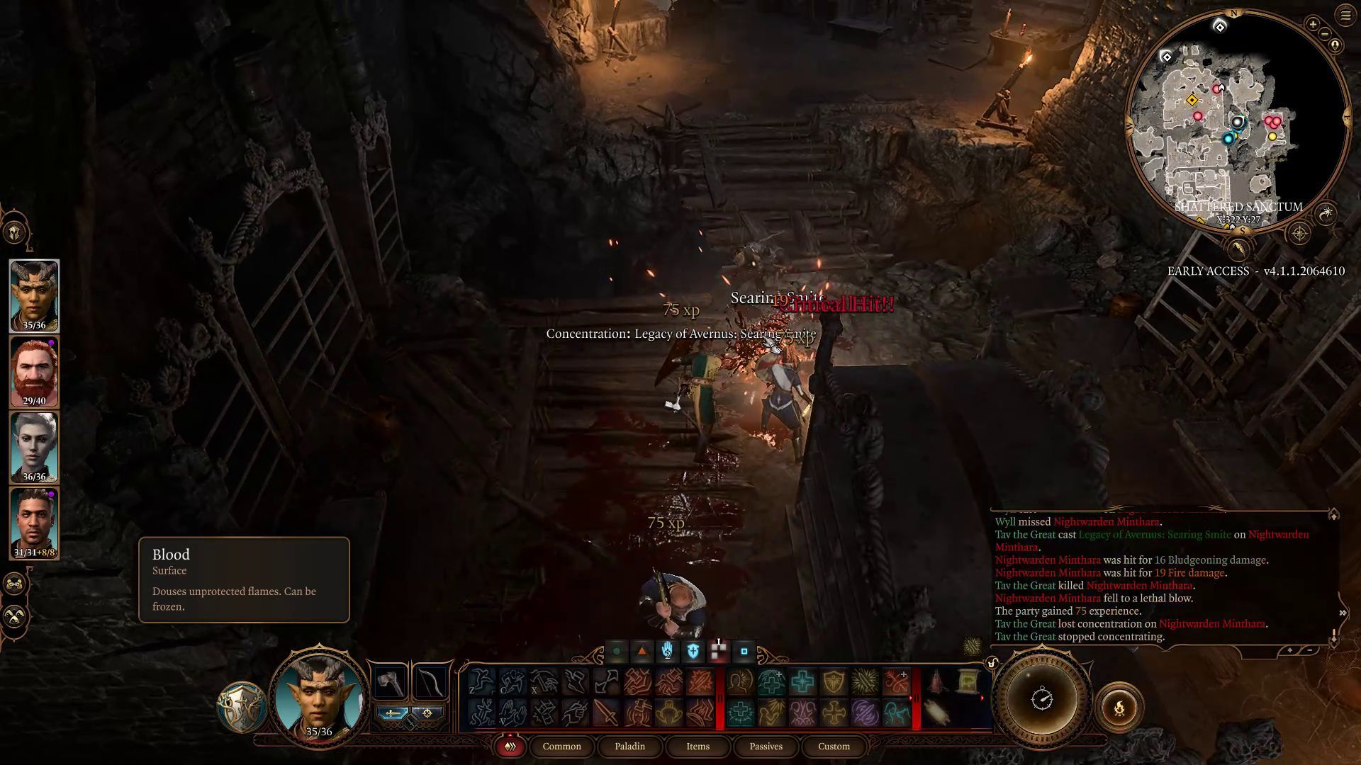 Baldur’s Gate 3 Oath of Devotion Paladin Build Guide - Legacy of Avernus Searing Smite Spell in Combat