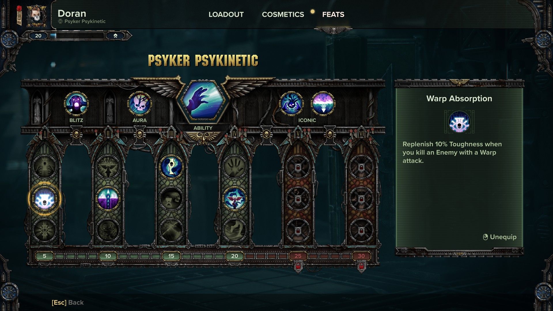 Psyker Psykinetic Class Guide - Warp Absorption Feat