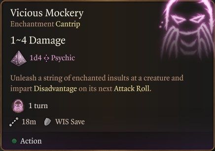 Vicious Mockery Cantrip