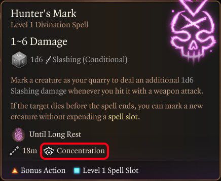 Hunter&rsquo;s Mark Spell with Concentration