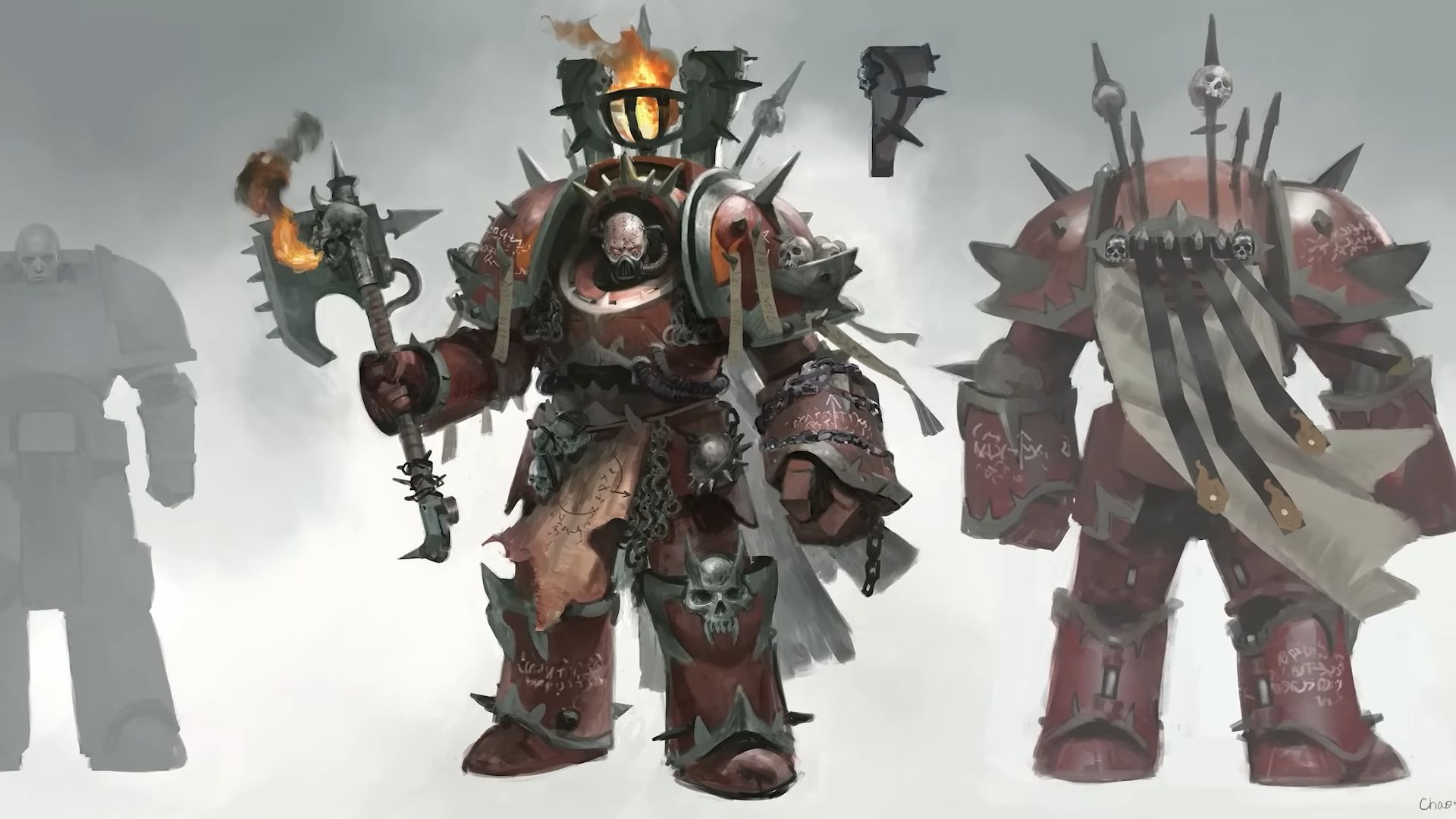 Some Chaos Space Marine Concept Art for Rogue Trader
