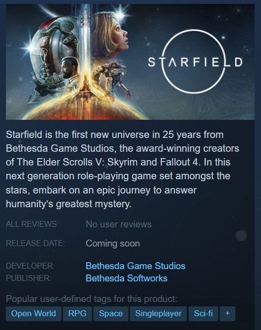 Starfield Steam Release Date Changes to &ldquo;Coming Soon&rdquo;