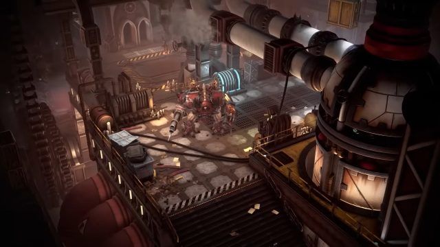 The Warhammer 40,000 Rogue Trader Hellbrute From a Distance