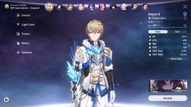 Honkai: Star Rail Gepard Guide - Gepard Stats
