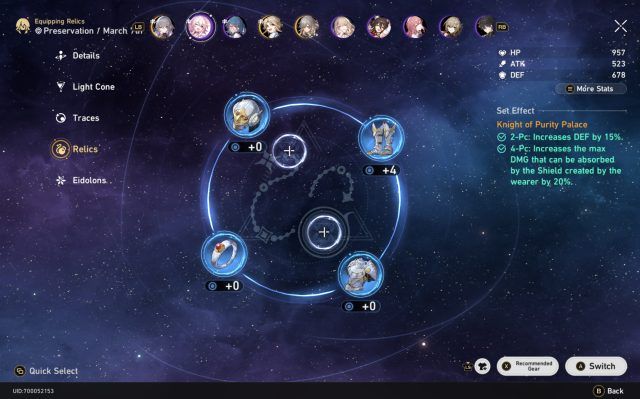 Honkai: Star Rail March 7th Build - Knight of Purity Palace