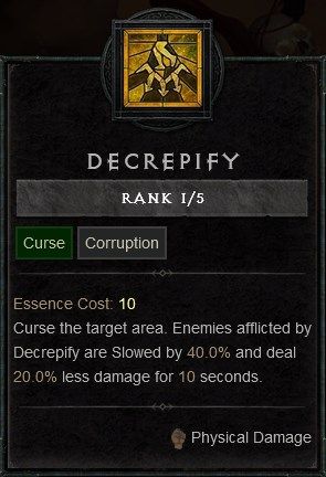 Diablo 4 Necromancer Build - Decrepify Curse Skill to Inflict Slow