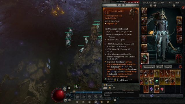 Diablo 4 Endgame Necromancer Build - Splintering Aspect on a Two-Handed Weapon