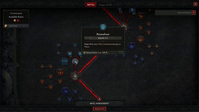 Diablo 4 Sorc Build - Permafrost Passive to Deal Increased Damage Against Elites