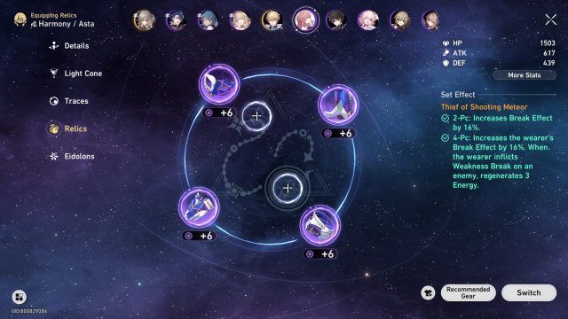 Honkai Star Rail Asta Guide - Thief of Shooting Meteor Set
