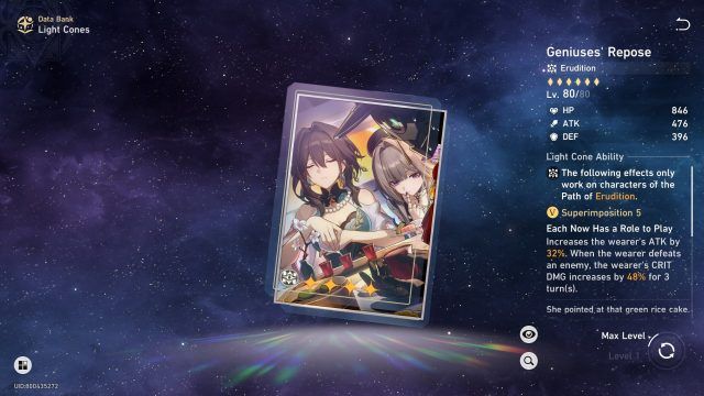 Honkai Star Rail Herta Guide - Geniuses' Repose (4-Star Light Cone)