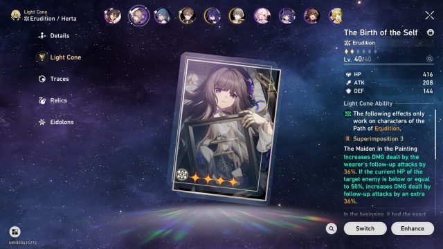 Honkai Star Rail Herta Guide - The Birth of the Self (4-Star Light Cone)