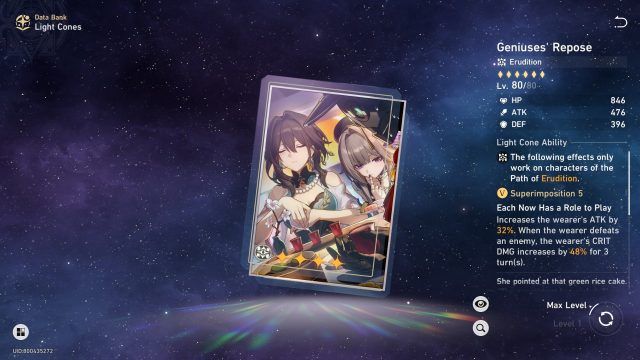 Honkai Star Rail Himeko Guide - Geniuses' Repose (4-Star Light Cone)