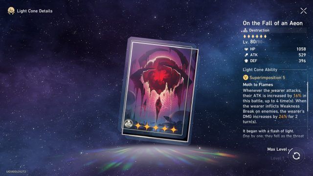 Honkai Star Rail Hook Guide - On the Fall of an Aeon (5-Star Light Cone)