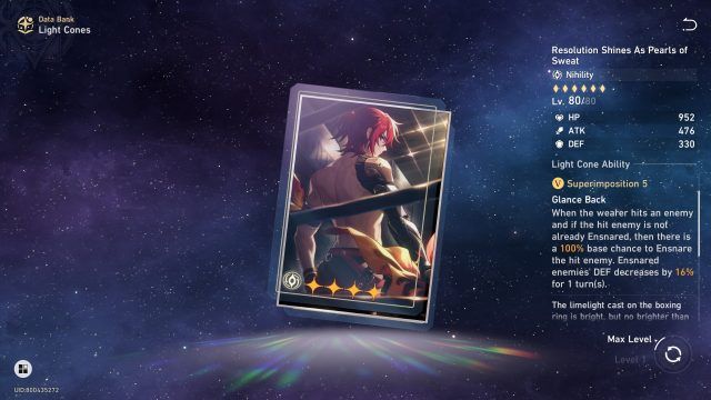 Honkai Star Rail Pela Guide - Resolution Shines As Pearls of Sweat (4-Star Light Cone)