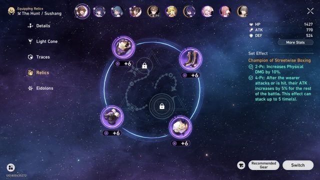 Honkai Star Rail Sushang Guide - Champion of Streetwise Boxing Set