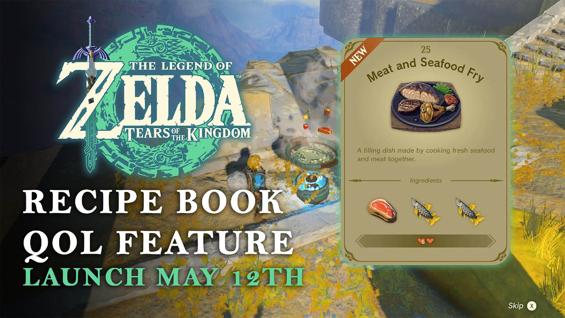 Zelda Tears of the Kingdom Quality of Life Feature Recipe Book