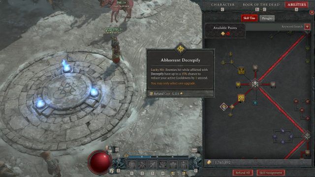 Abhorrent Decrepify to Reduce the Cooldown of Skills