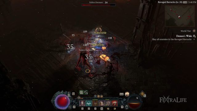 Bloody Diablo 4 Barbarian Build - Engaging in Combat Against Multiple Enemies