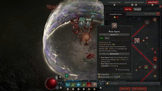 Bone Spear Skill for the White Walker Necromancer Diablo 4 Build