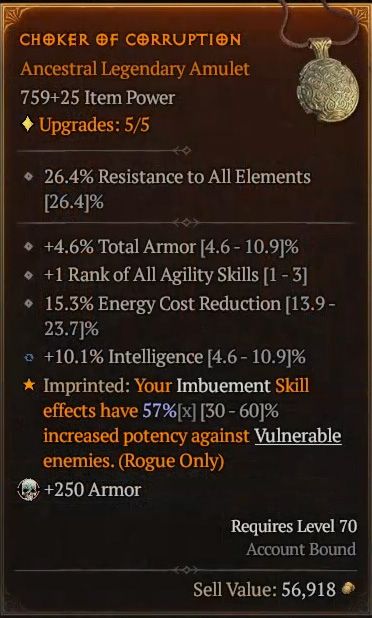 Choker of Corruption for Imbuement Skill Effects to Have Increased Potency Against Vulnerable Enemies