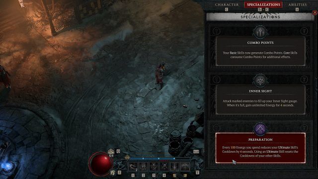 Cyclone Diablo 4 Rogue Build - Preparation Specialization to Reduce Skill Cooldowns