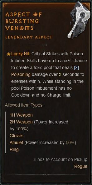 D4 Aspect of Bursting Venoms to Create a Toxic Pool that Deals Poisoning Damage