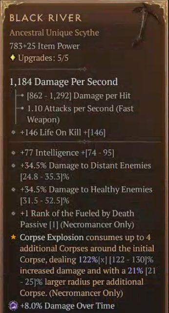 D4 Grim Reaper Build - Black River for Corpse Explosion to Consume Up to 4 Additional Corpses