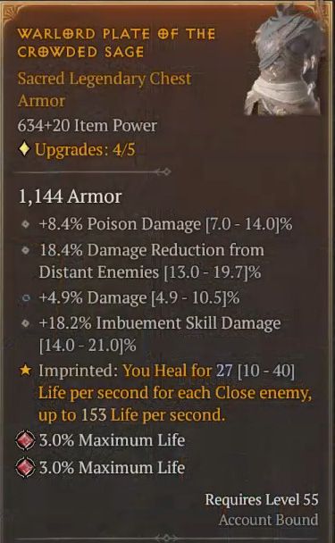D4 Rogue Build - Aspect of the Crowded Sage for Healing