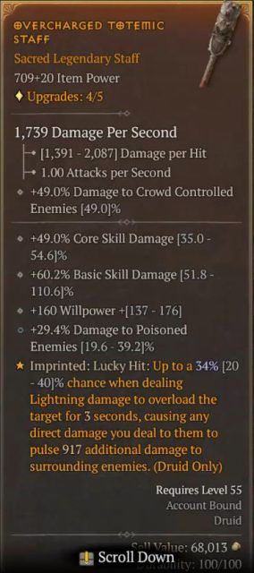 Diablo 4 Druid Build - Howlstorm Overcharged Staff to Overload Target
