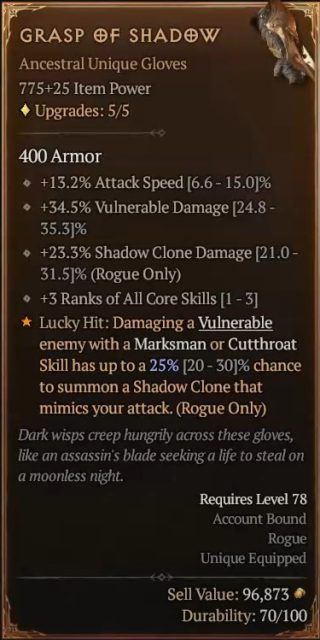 Diablo 4 Rogue Build - Perfected Cyclone to Gain a Chance to Summon a Shadow Clone