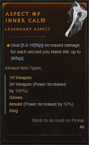 Diablo IV Aspect of Inner Calm to Deal Increased Damage While Standing Still