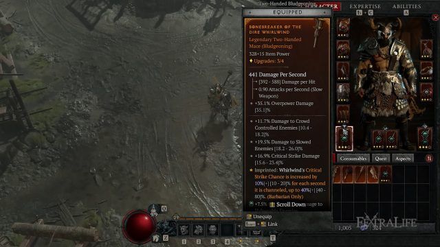 Diablo IV Aspect of the Dire Whirlwind for the Whirlwind D4 Barb Build