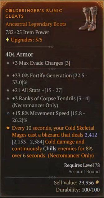 Diablo IV White Walker Necromancer Build - Coldbringer&rsquo;s Aspect for Cold Skeletal Mages to Cast Blizzard