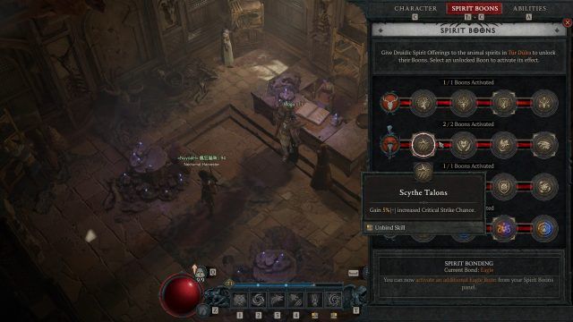 Dire Wolf Druid Build - Spirit Boons like Wariness and Scythe Talons